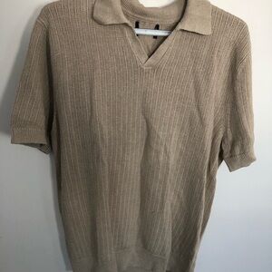 Beige Knit Polo Shirt